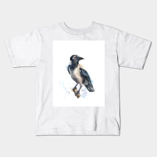 Crow - watercolor art Kids T-Shirt